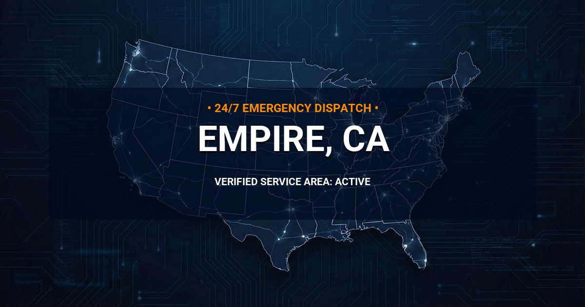 Emergency Plumbing Dispatch Map for Plumbing Services: Empire, CA