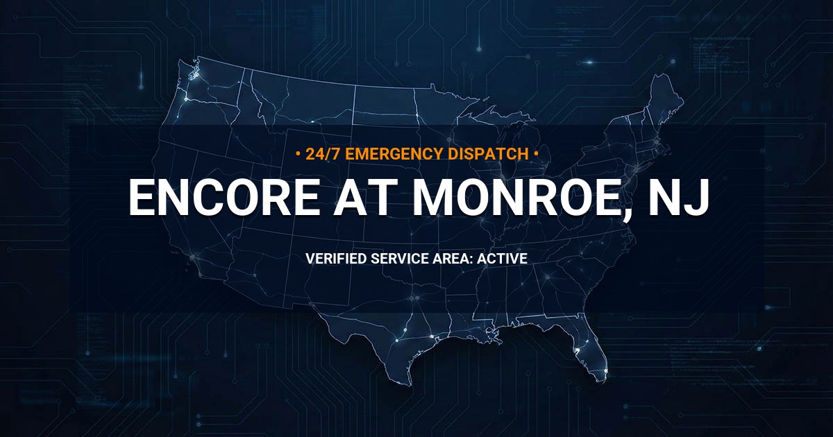 Emergency Plumbing Dispatch Map for Plumbing Services: Encore at Monroe, NJ