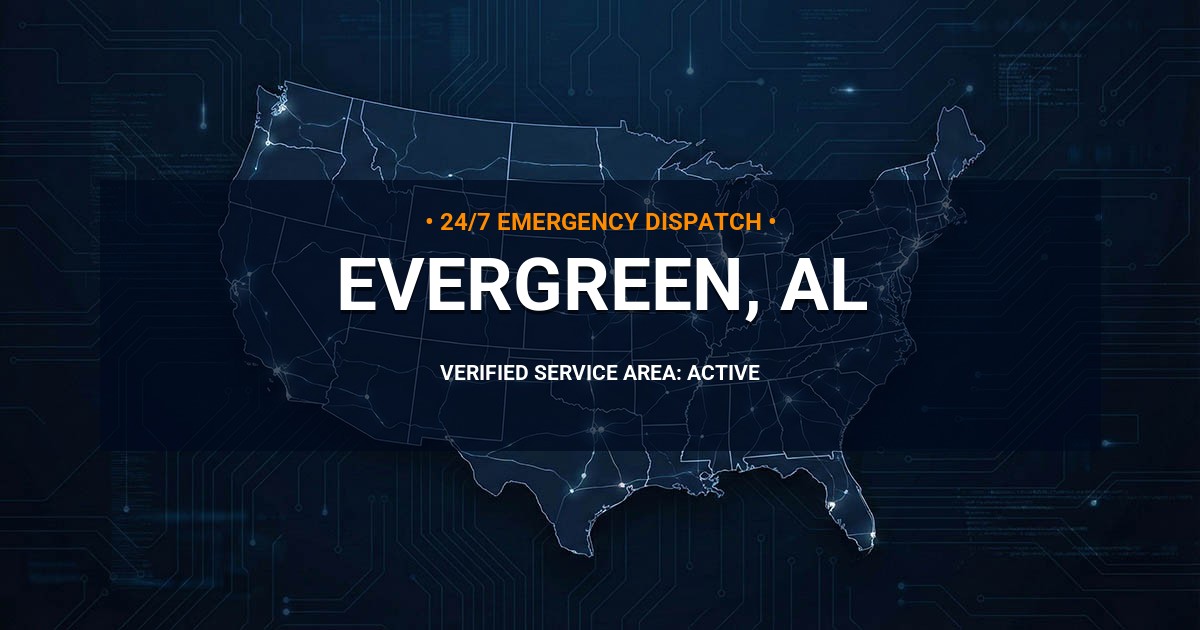 Emergency Plumbing Dispatch Map for Plumbing Services: Evergreen, AL