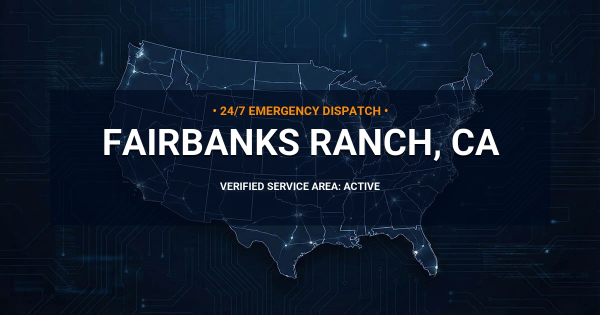 Emergency Plumbing Dispatch Map for Plumbing Services: Fairbanks Ranch, CA