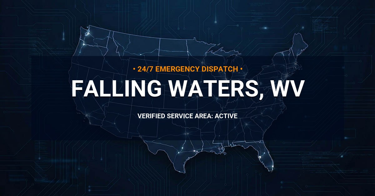 Emergency Plumbing Dispatch Map for Plumbing Services: Falling Waters, WV