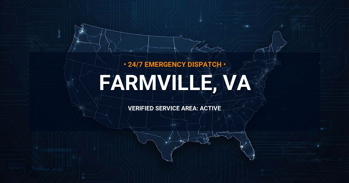 Emergency Plumbing Dispatch Map for Plumbing Services: Farmville, VA