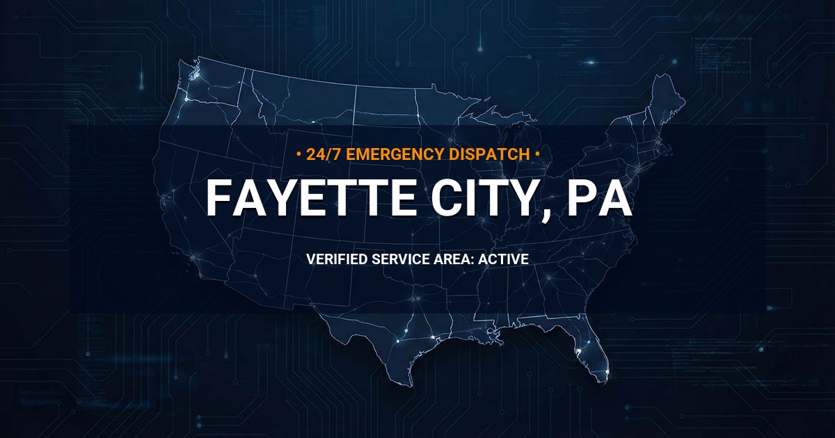 Emergency Plumbing Dispatch Map for Plumbing Services: Fayette City, PA