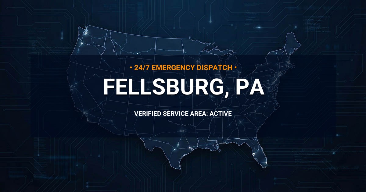Emergency Plumbing Dispatch Map for Plumbing Services: Fellsburg, PA