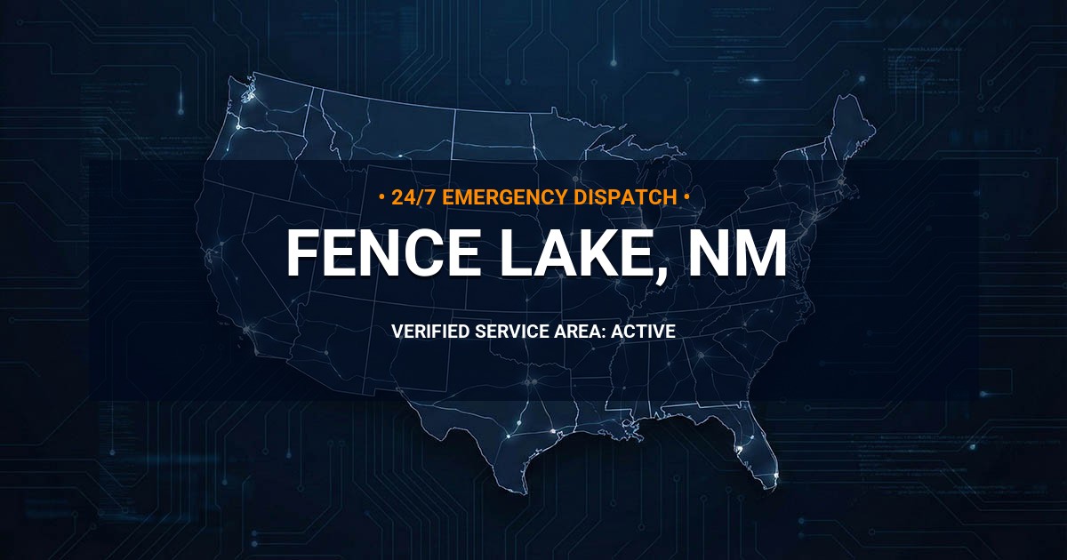 Emergency Plumbing Dispatch Map for Plumbing Services: Fence Lake, NM