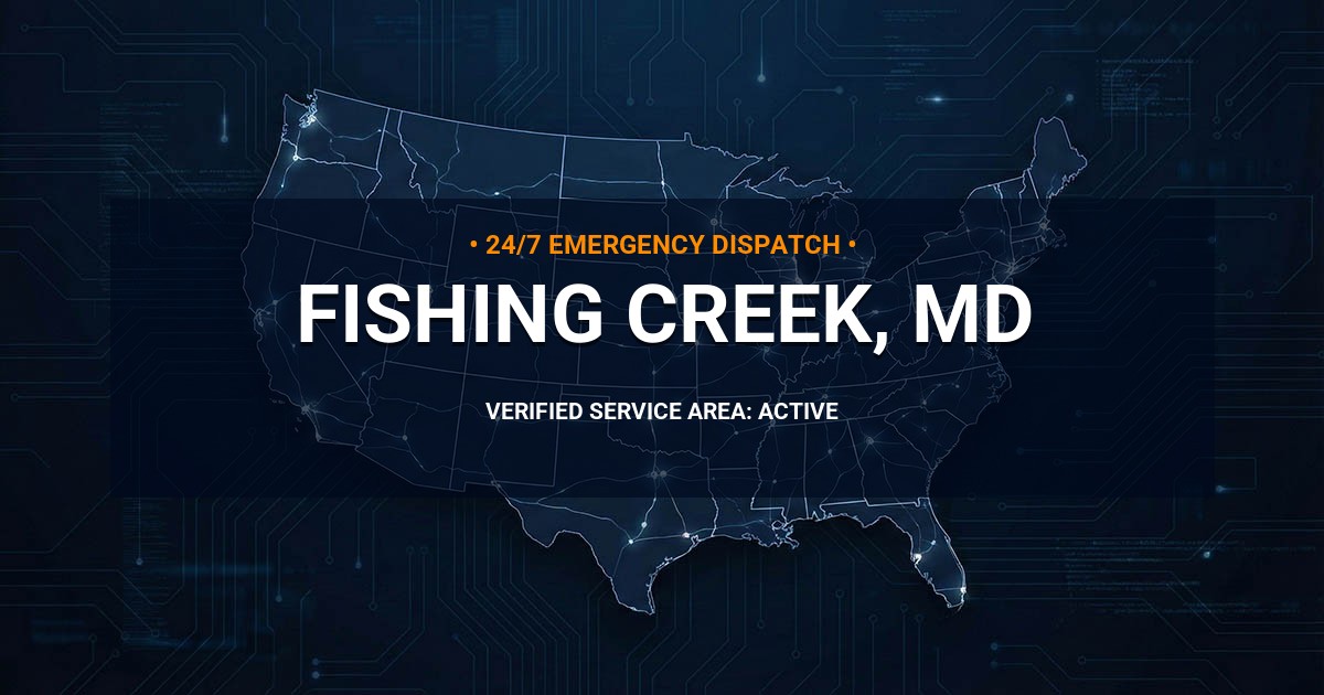 Emergency Plumbing Dispatch Map for Plumbing Services: Fishing Creek, MD