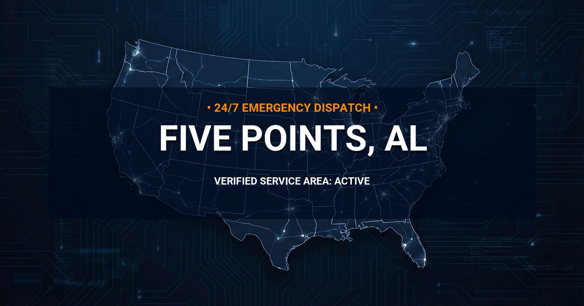 Emergency Plumbing Dispatch Map for Plumbing Services: Five Points, AL
