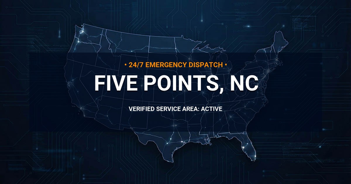 Emergency Plumbing Dispatch Map for Plumbing Services: Five Points, NC
