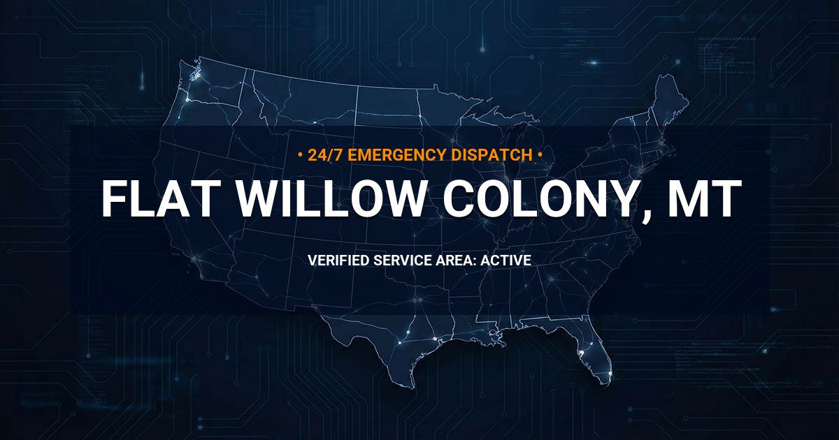 Emergency Plumbing Dispatch Map for Plumbing Services: Flat Willow Colony, MT