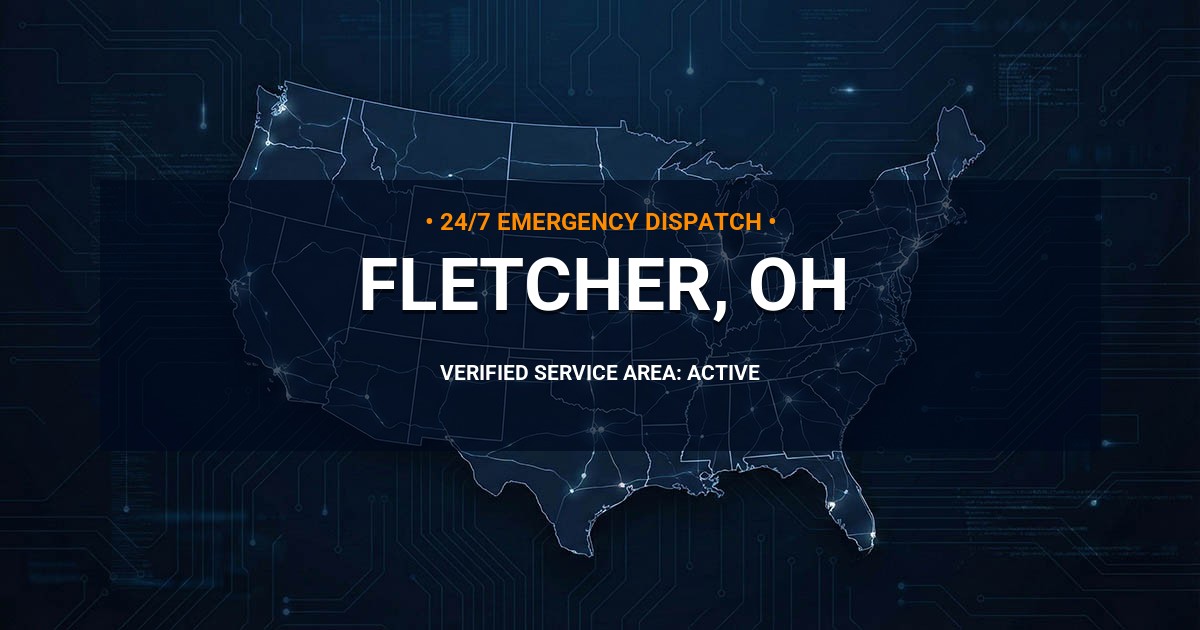 Emergency Plumbing Dispatch Map for Plumbing Services: Fletcher, OH