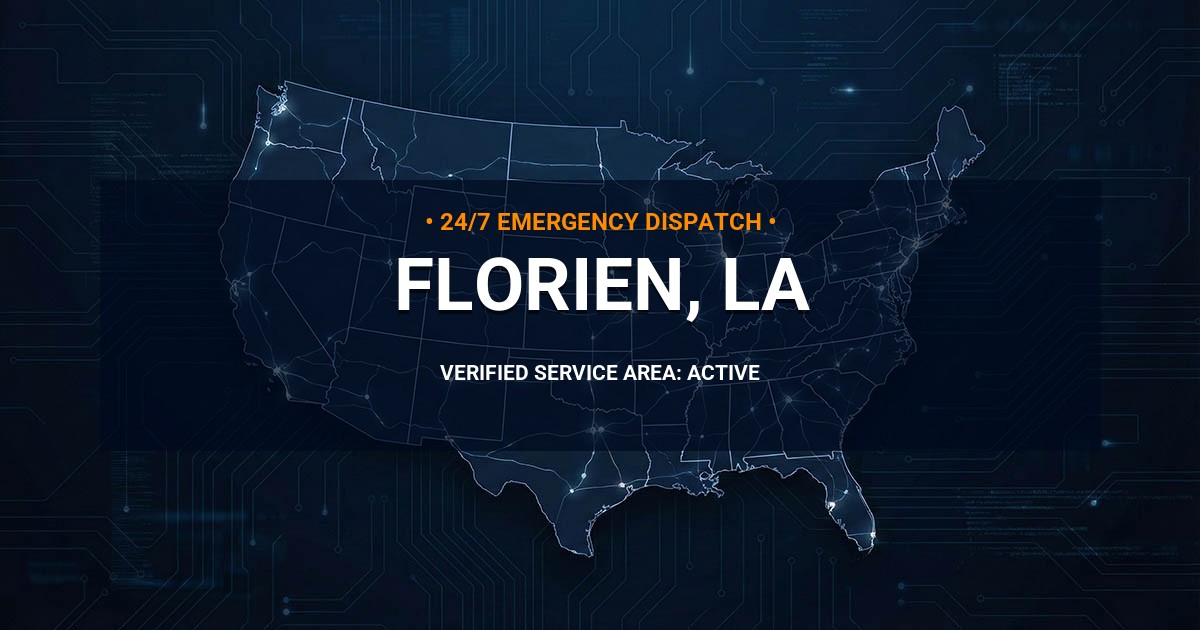 Emergency Plumbing Dispatch Map for Plumbing Services: Florien, LA