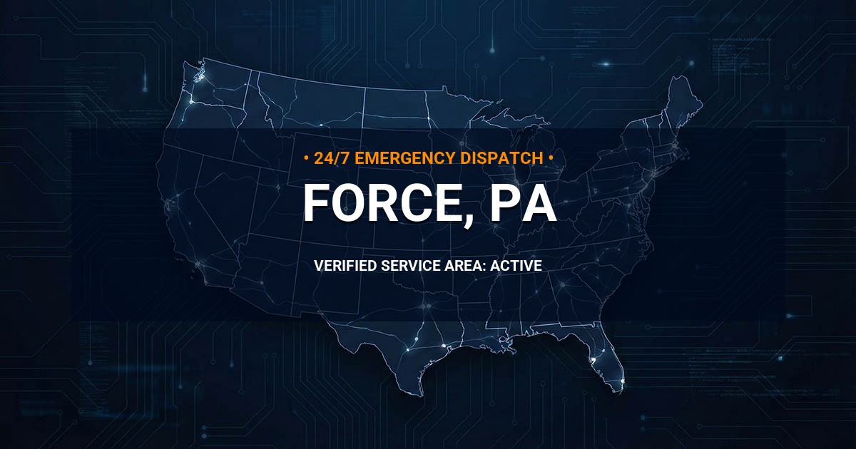 Emergency Plumbing Dispatch Map for Plumbing Services: Force, PA