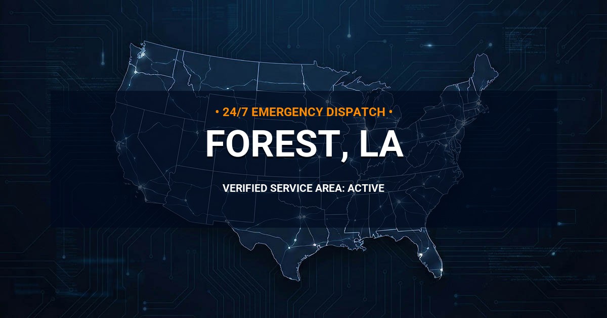 Emergency Plumbing Dispatch Map for Plumbing Services: Forest, LA