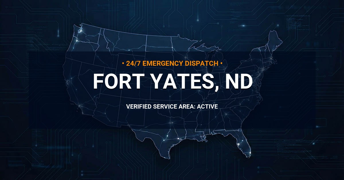 Emergency Plumbing Dispatch Map for Plumbing Services: Fort Yates, ND