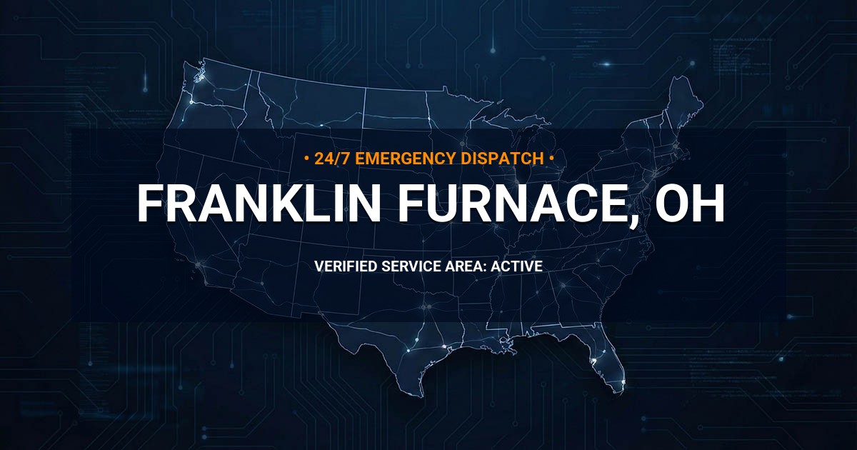 Emergency Plumbing Dispatch Map for Plumbing Services: Franklin Furnace, OH