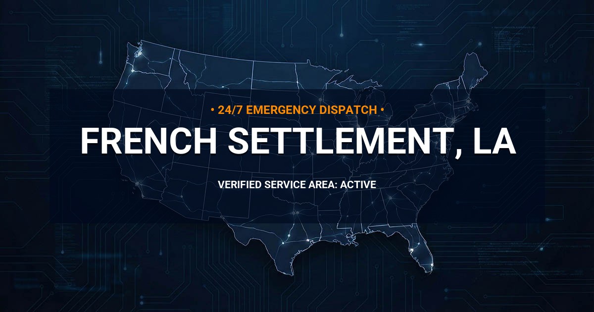 Emergency Plumbing Dispatch Map for Plumbing Services: French Settlement, LA