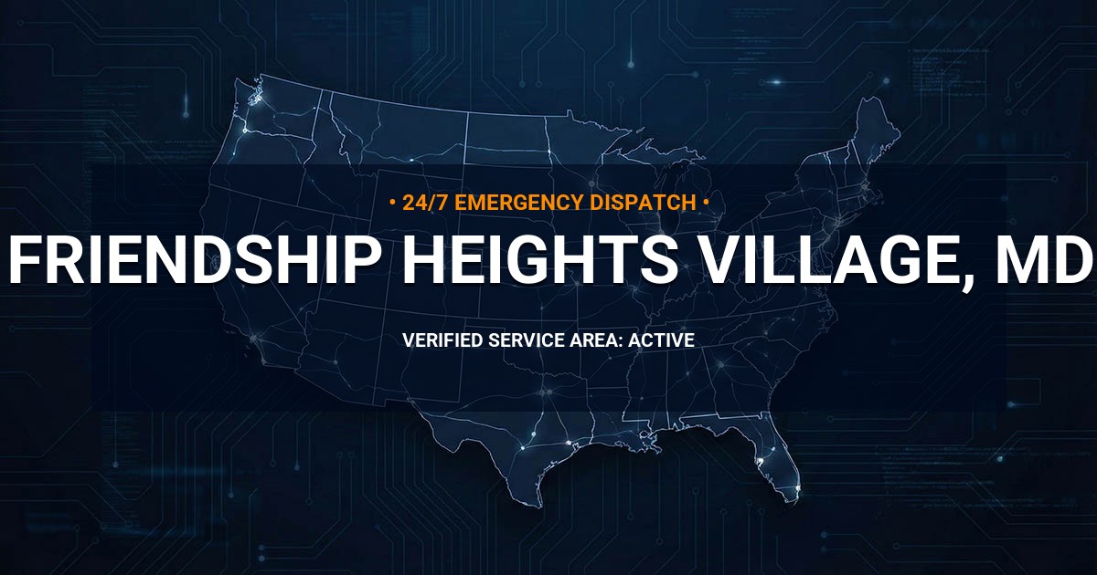 Emergency Plumbing Dispatch Map for Plumbing Services: Friendship Heights Village, MD