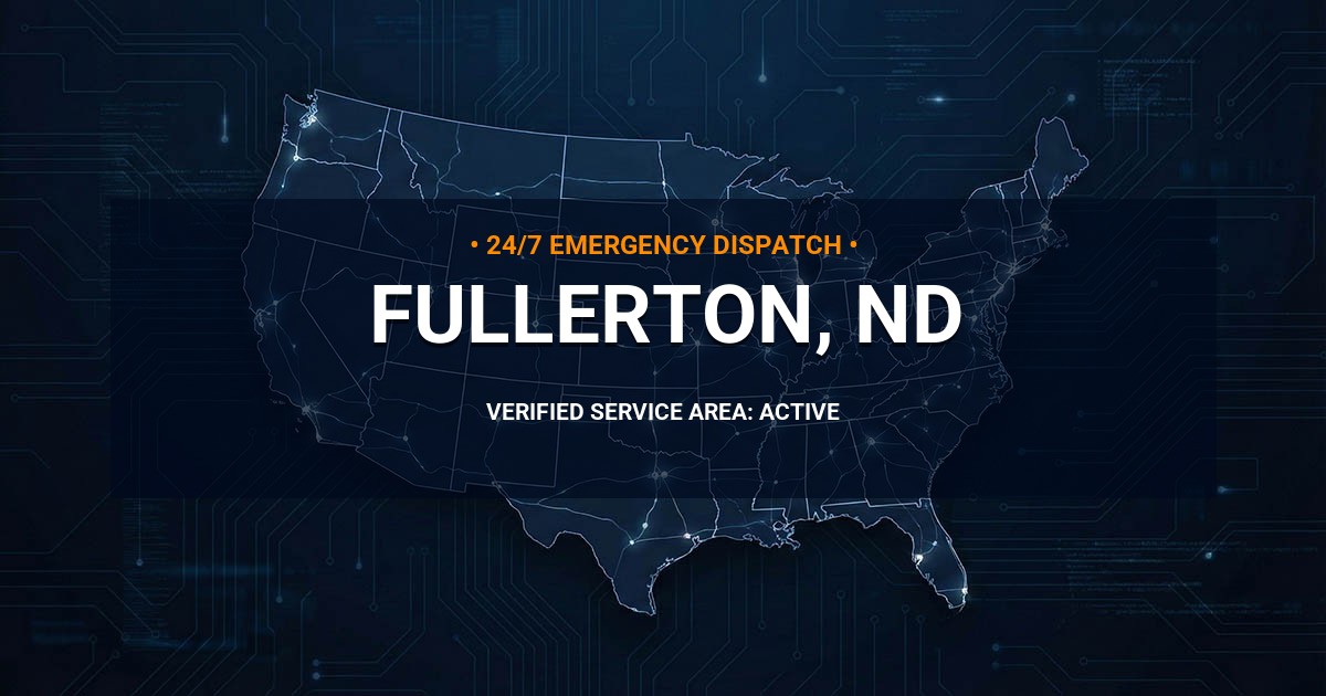 Emergency Plumbing Dispatch Map for Plumbing Services: Fullerton, ND