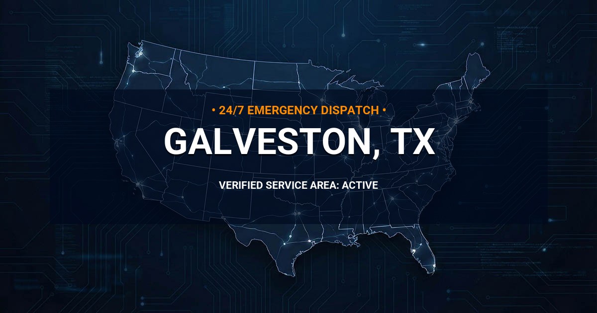 Emergency Plumbing Dispatch Map for Plumbing Services: Galveston, TX