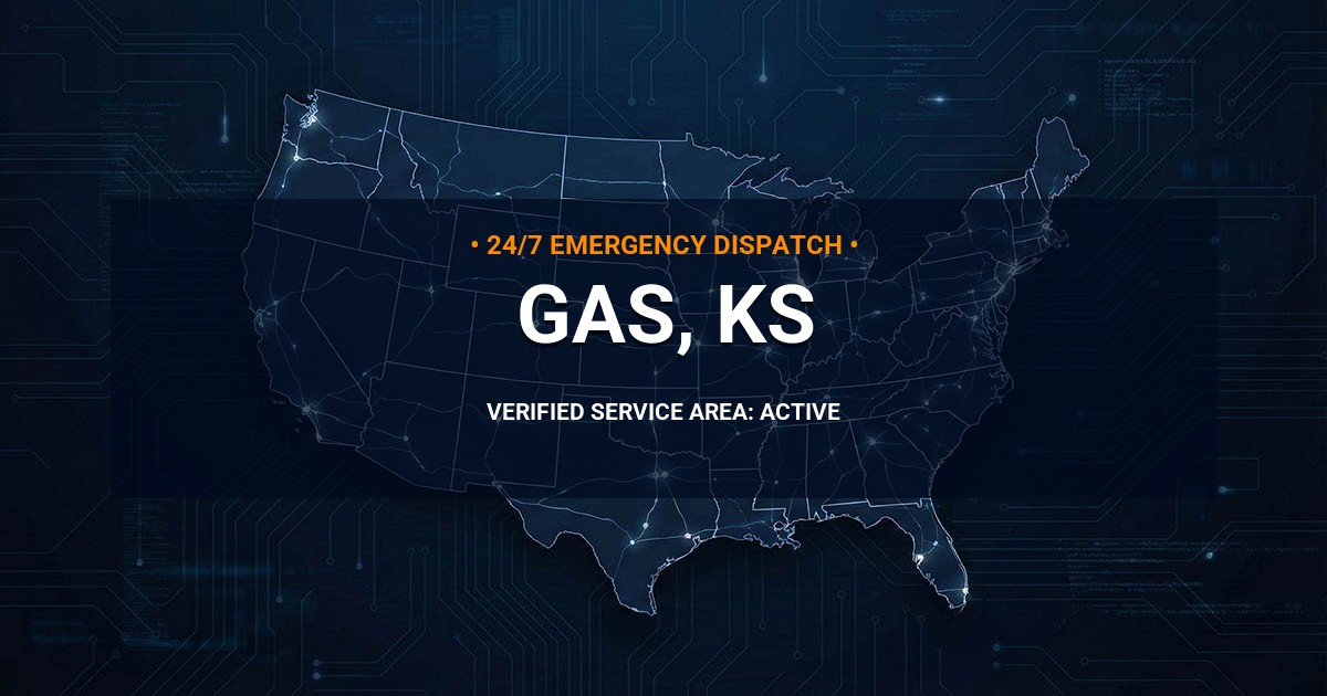 Emergency Plumbing Dispatch Map for Plumbing Services: Gas, KS