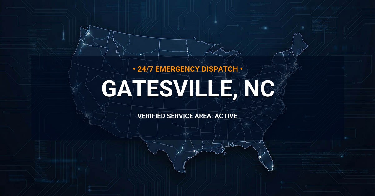 Emergency Plumbing Dispatch Map for Plumbing Services: Gatesville, NC