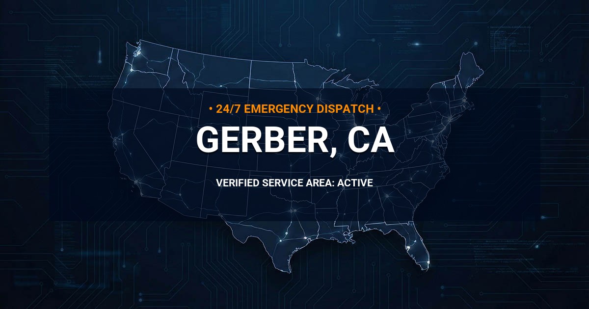 Emergency Plumbing Dispatch Map for Plumbing Services: Gerber, CA