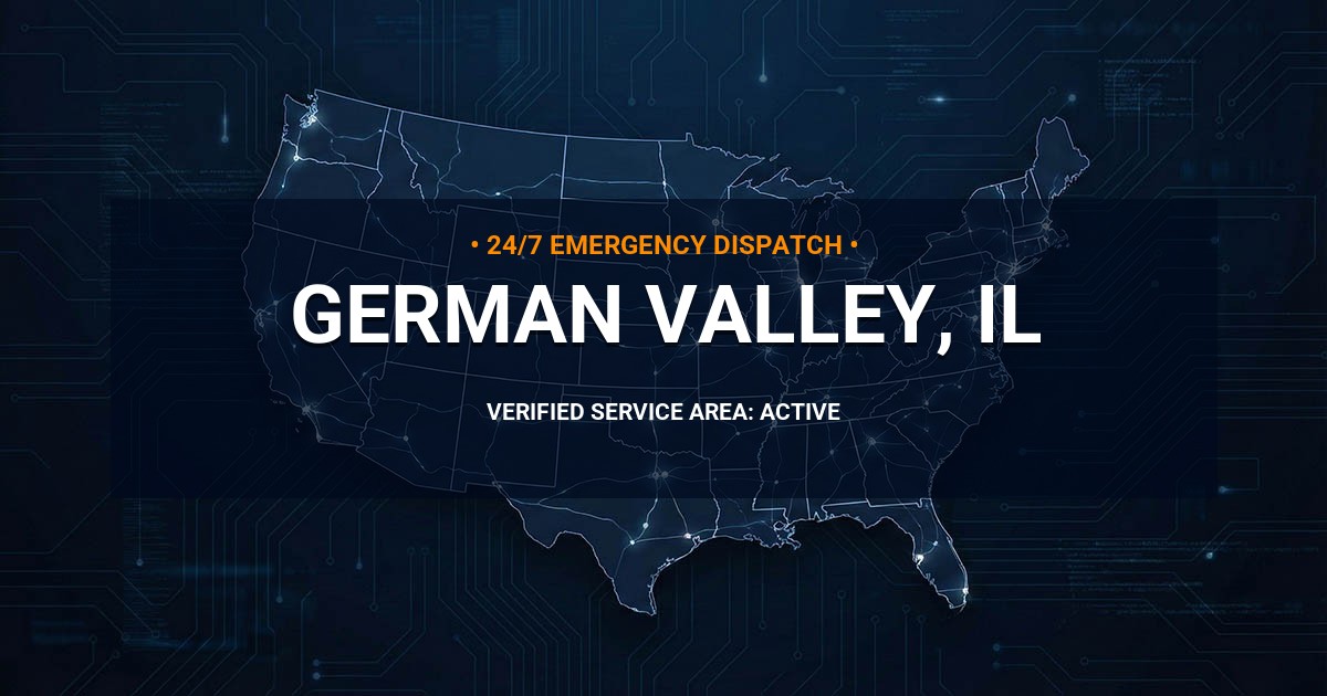 Emergency Plumbing Dispatch Map for Plumbing Services: German Valley, IL