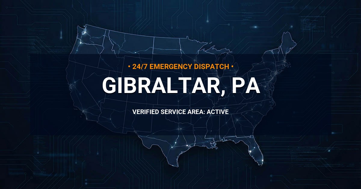 Emergency Plumbing Dispatch Map for Plumbing Services: Gibraltar, PA