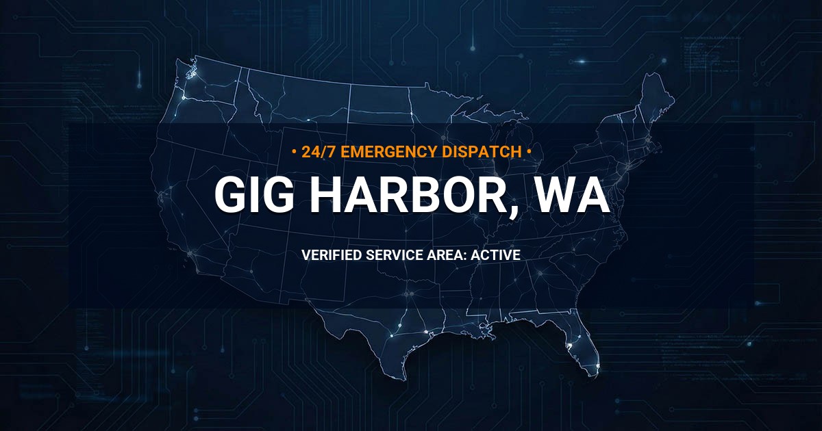 Emergency Plumbing Dispatch Map for Plumbing Services: Gig Harbor, WA