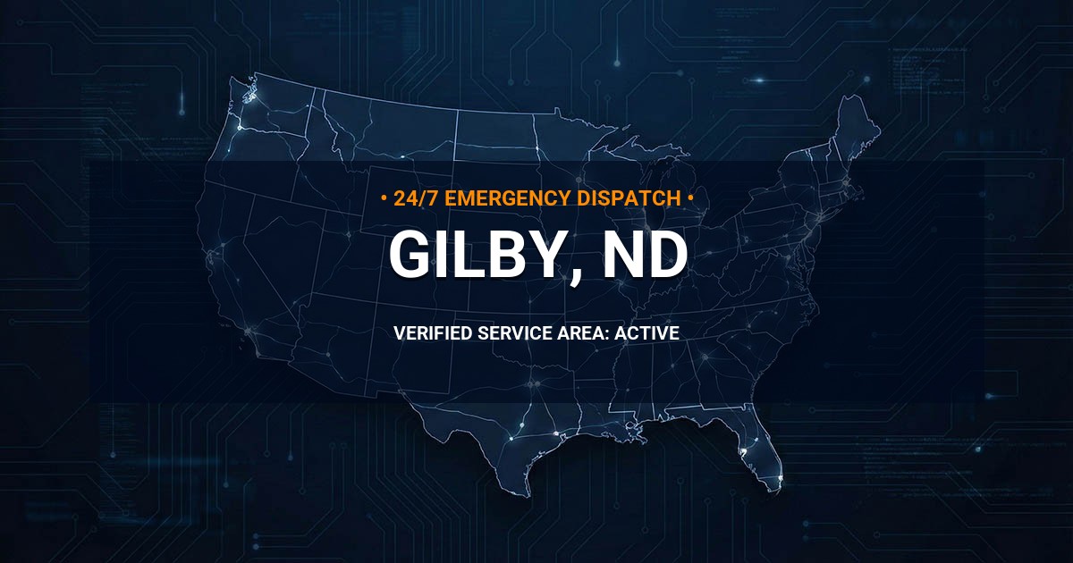 Emergency Plumbing Dispatch Map for Plumbing Services: Gilby, ND