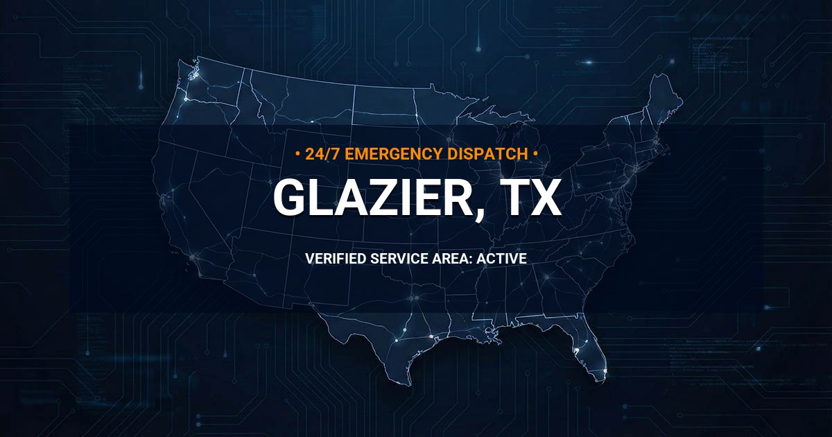 Emergency Plumbing Dispatch Map for Plumbing Services: Glazier, TX