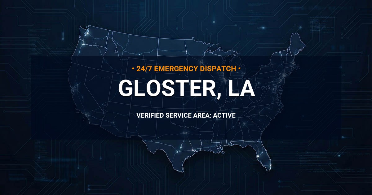 Emergency Plumbing Dispatch Map for Plumbing Services: Gloster, LA