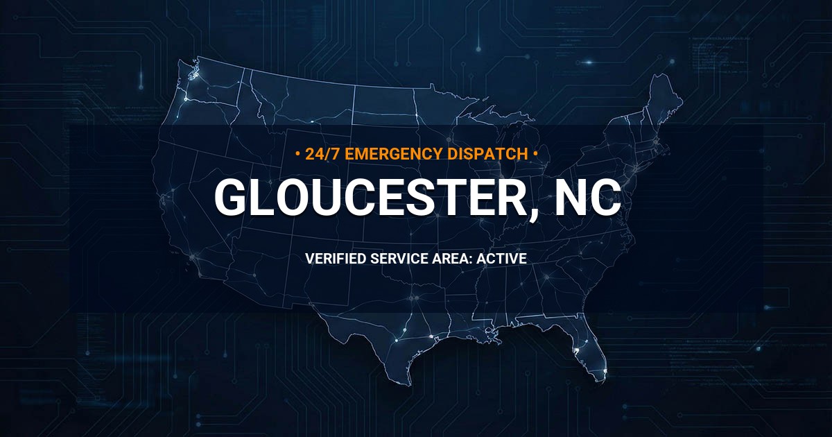 Emergency Plumbing Dispatch Map for Plumbing Services: Gloucester, NC
