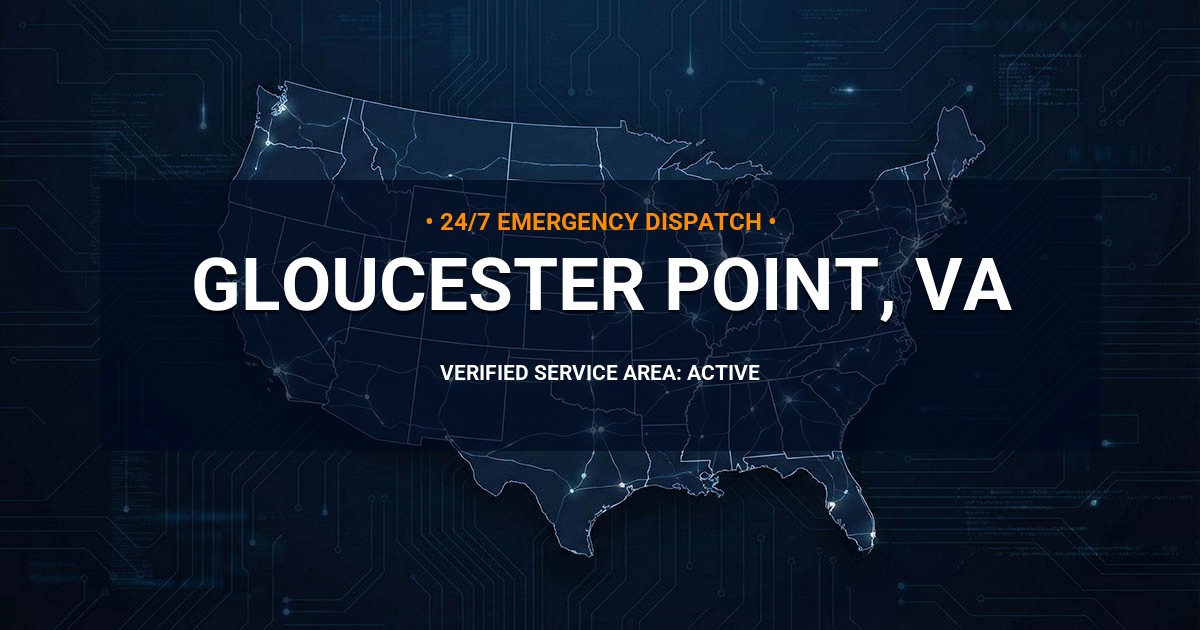 Emergency Plumbing Dispatch Map for Plumbing Services: Gloucester Point, VA