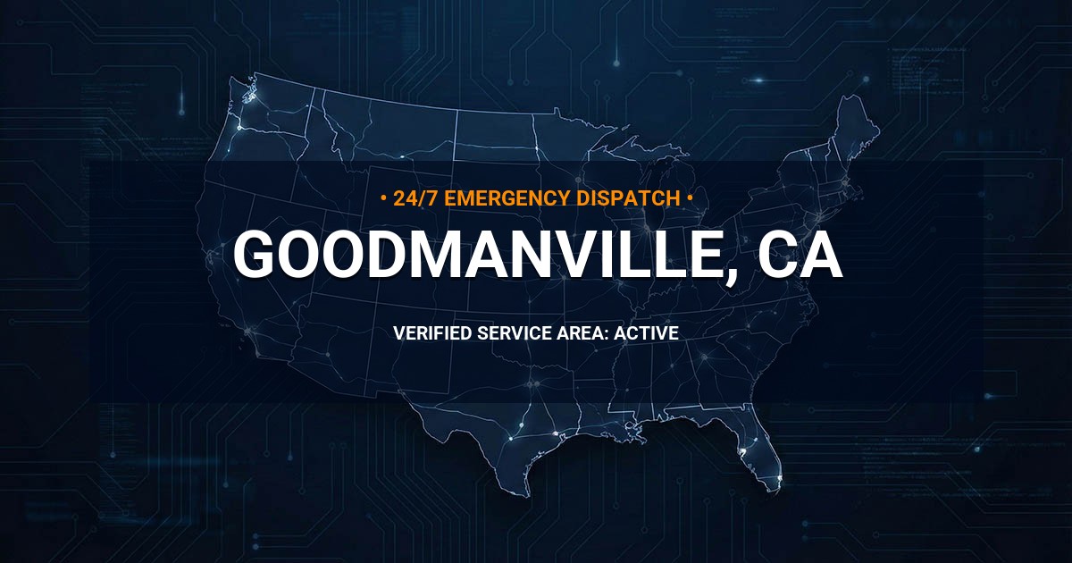 Emergency Plumbing Dispatch Map for Plumbing Services: Goodmanville, CA