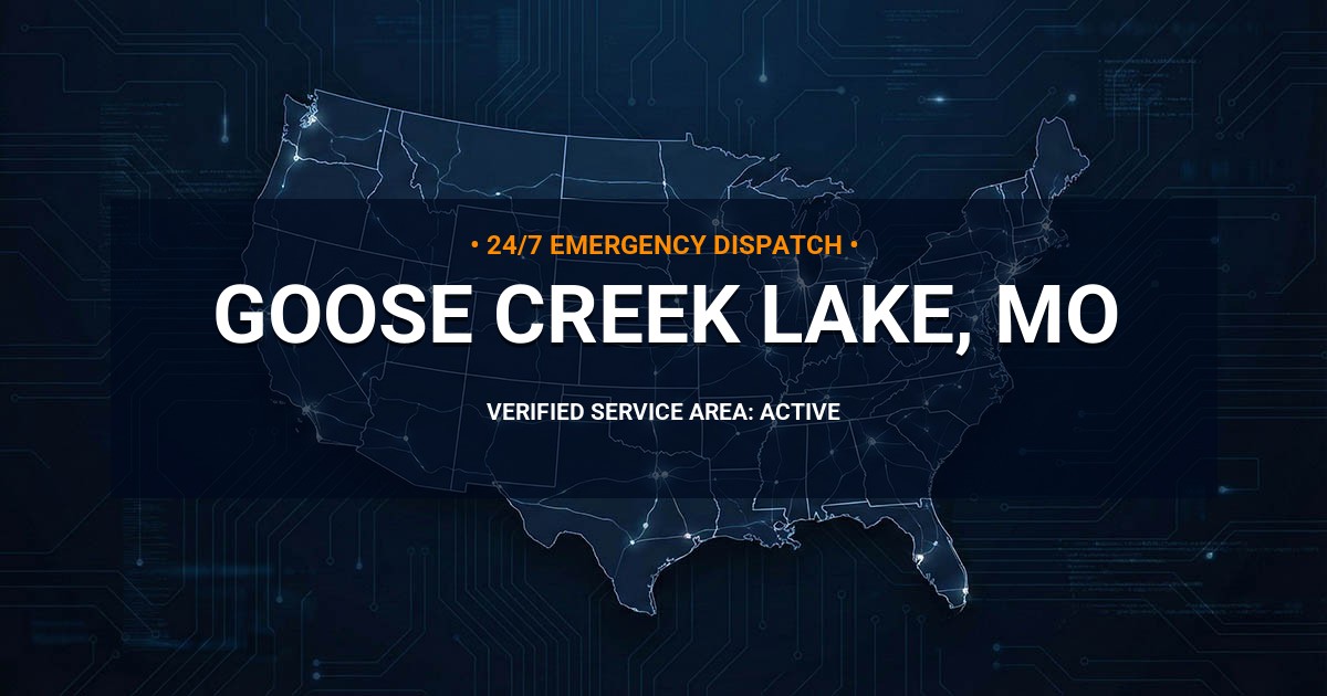 Emergency Plumbing Dispatch Map for Plumbing Services: Goose Creek Lake, MO