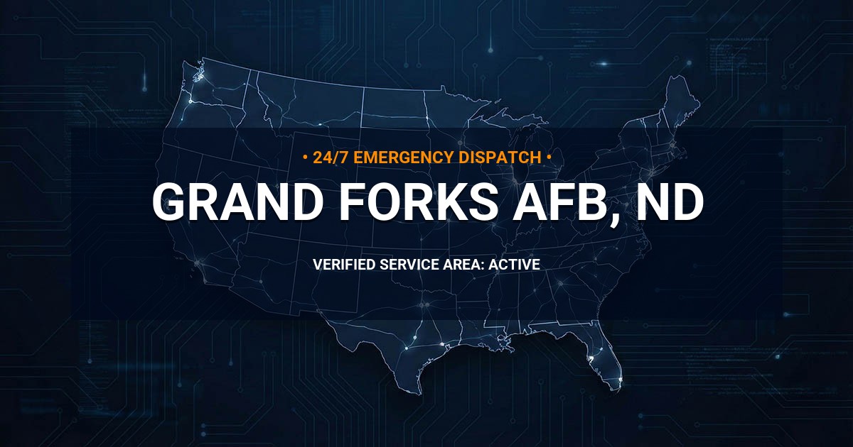 Emergency Plumbing Dispatch Map for Plumbing Services: Grand Forks AFB, ND