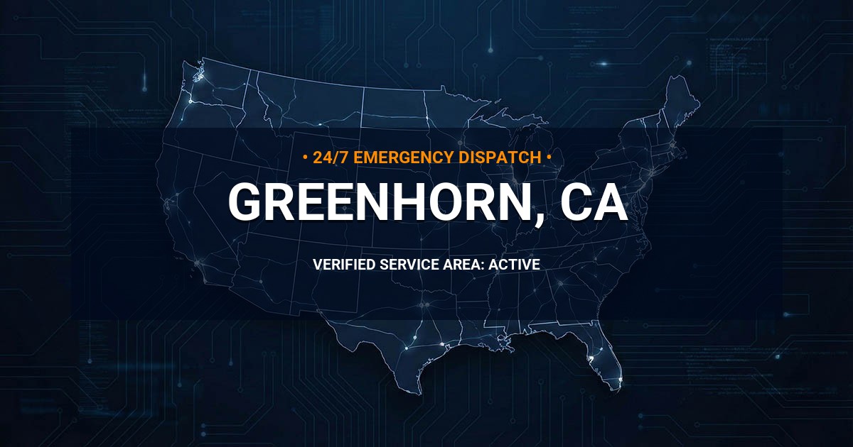 Emergency Plumbing Dispatch Map for Plumbing Services: Greenhorn, CA