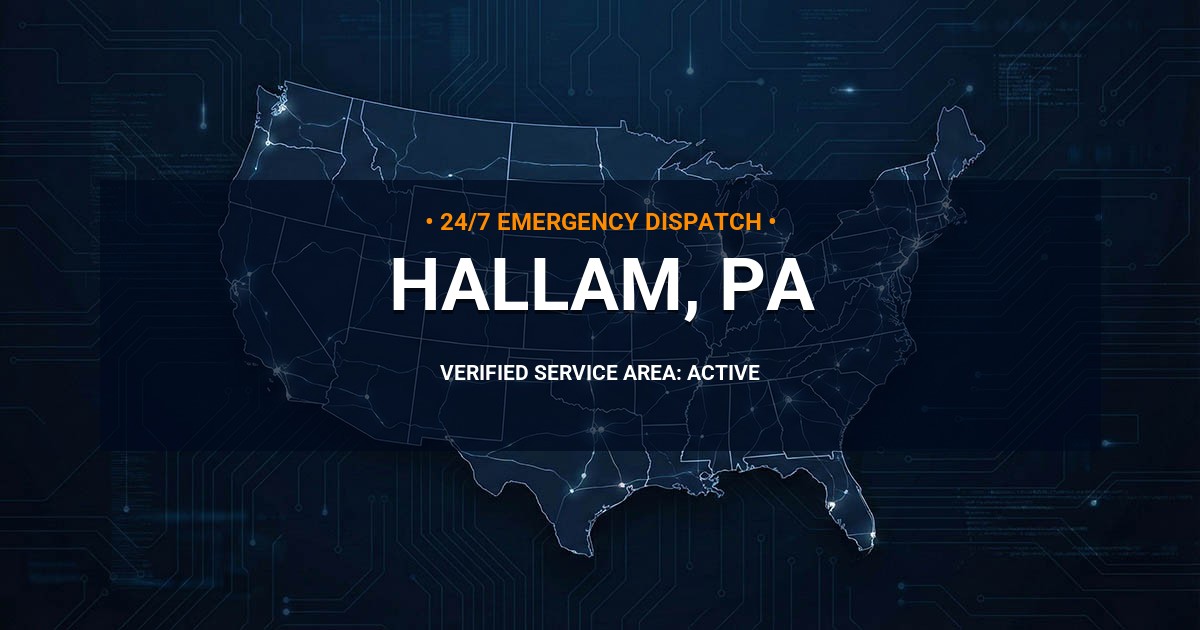 Emergency Plumbing Dispatch Map for Plumbing Services: Hallam, PA