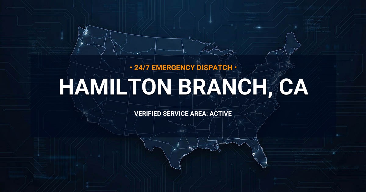Emergency Plumbing Dispatch Map for Plumbing Services: Hamilton Branch, CA