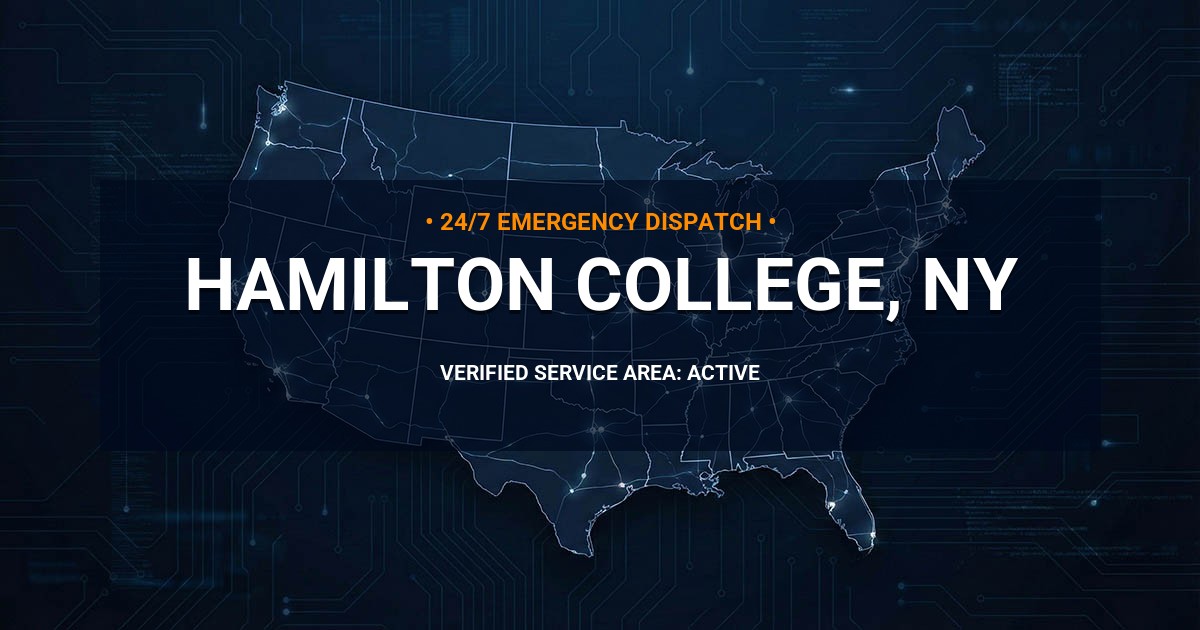 Emergency Plumbing Dispatch Map for Plumbing Services: Hamilton College, NY