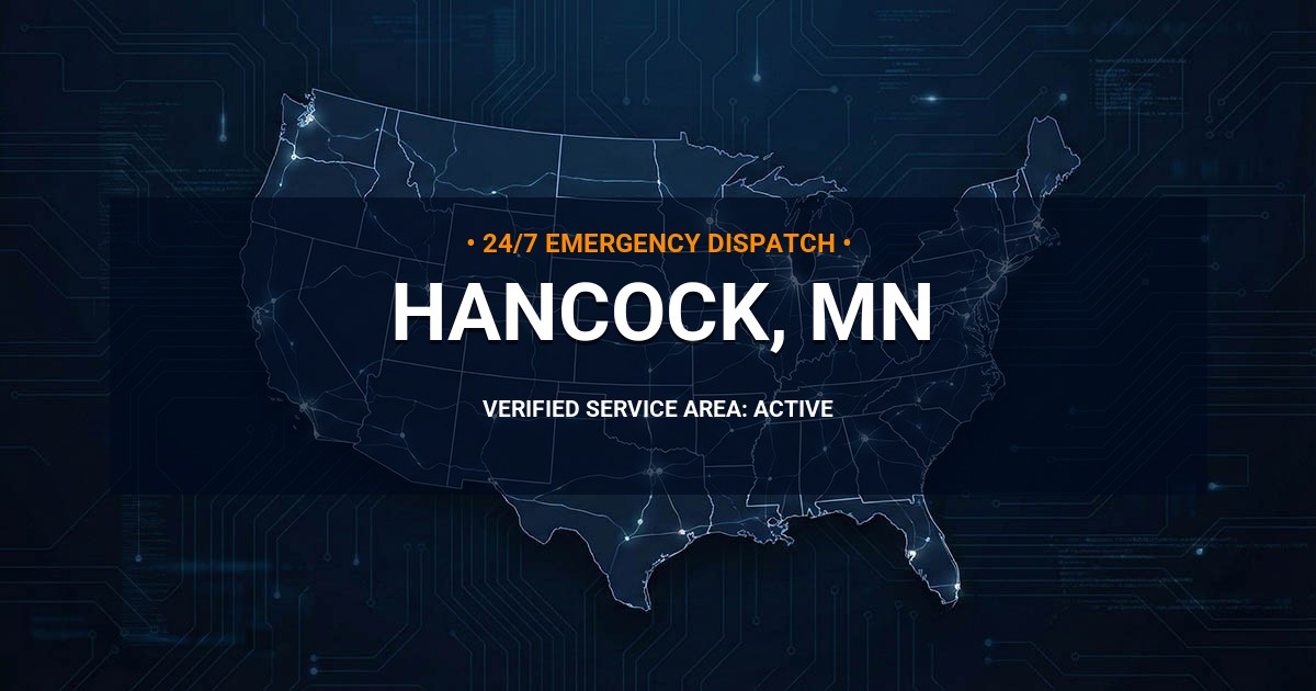 Emergency Plumbing Dispatch Map for Plumbing Services: Hancock, MN