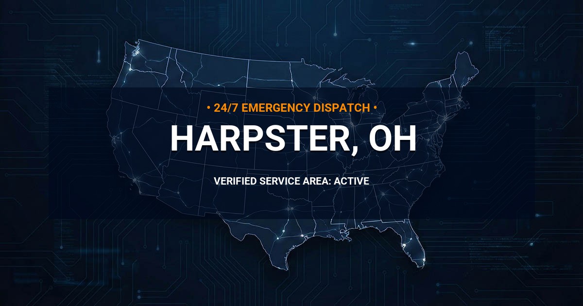 Emergency Plumbing Dispatch Map for Plumbing Services: Harpster, OH