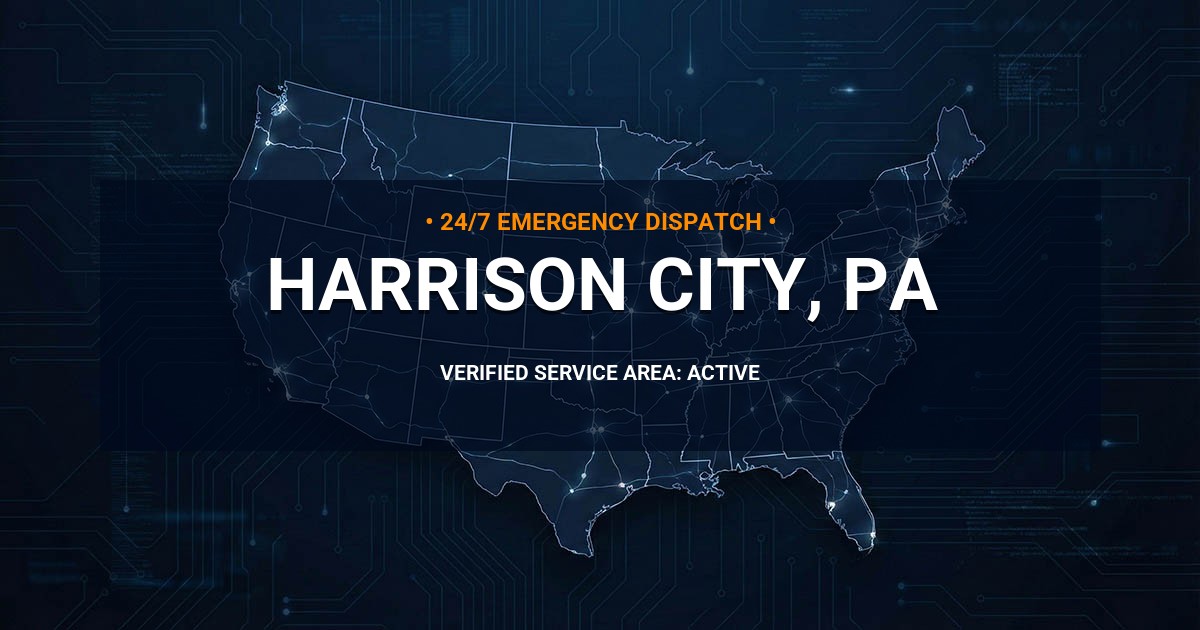Emergency Plumbing Dispatch Map for Plumbing Services: Harrison City, PA