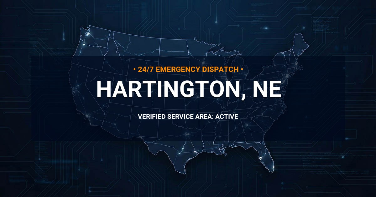 Emergency Plumbing Dispatch Map for Plumbing Services: Hartington, NE