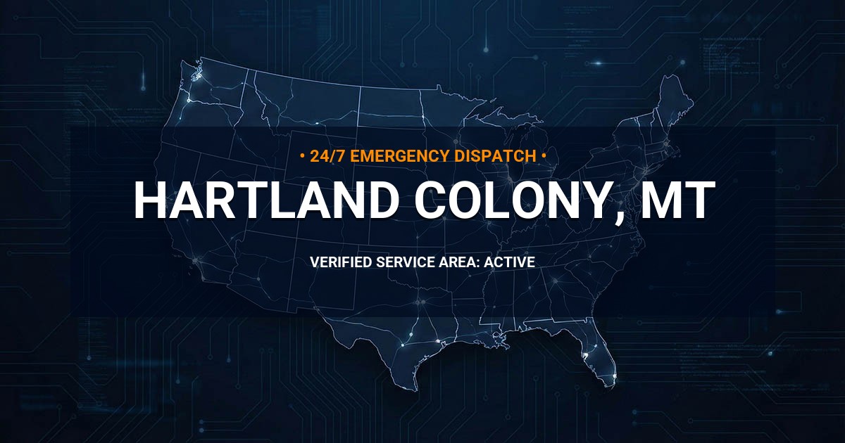 Emergency Plumbing Dispatch Map for Plumbing Services: Hartland Colony, MT