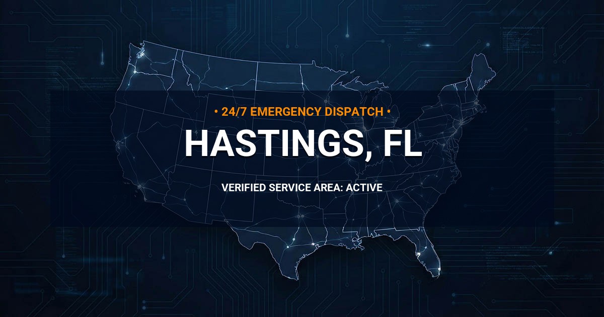 Emergency Plumbing Dispatch Map for Plumbing Services: Hastings, FL