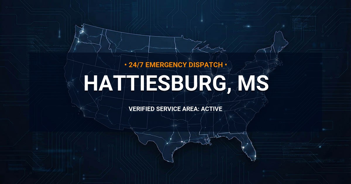 Emergency Plumbing Dispatch Map for Plumbing Services: Hattiesburg, MS