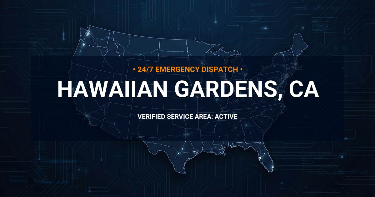 Emergency Plumbing Dispatch Map for Plumbing Services: Hawaiian Gardens, CA