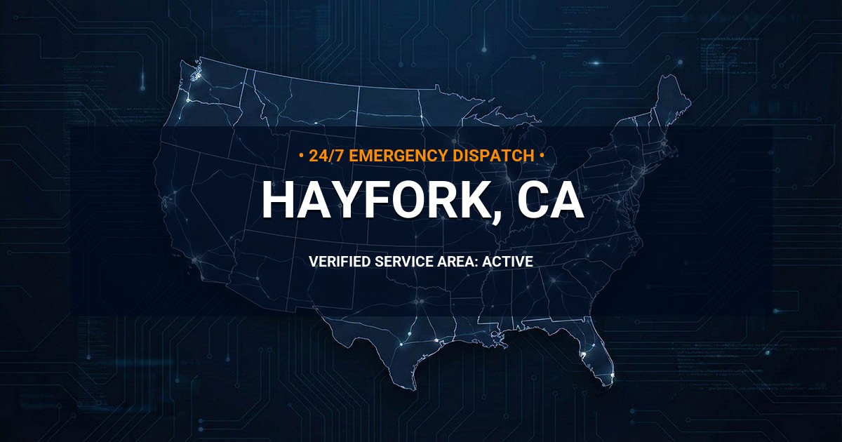 Emergency Plumbing Dispatch Map for Plumbing Services: Hayfork, CA